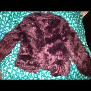 Burgundy fashion nova faux fur coat